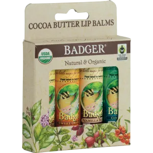 Badger 4 Pack Cocoa Butter Lip Balm Sticks