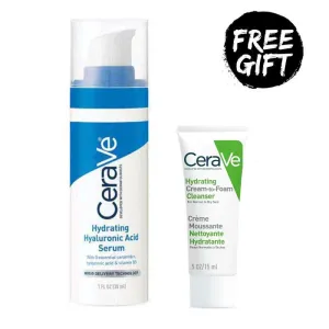 CeraVe Hydrating Hyaluronic Acid Serum For Normal to Dry Skin   FREE Hydrating Cleanser 15ml