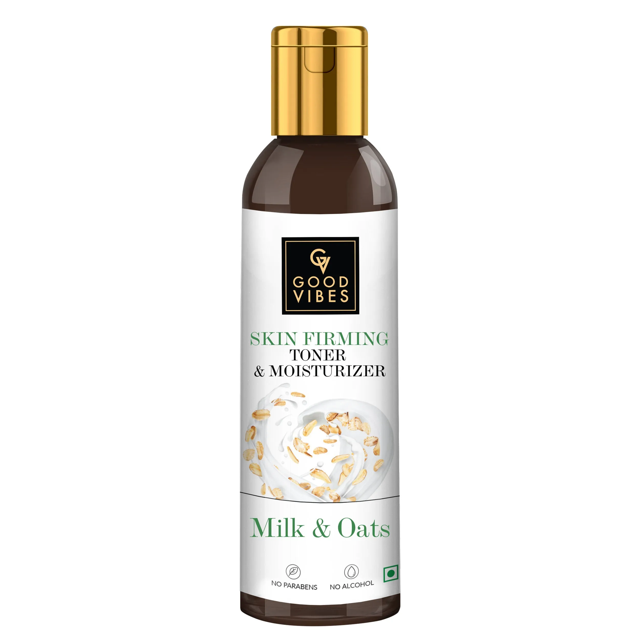 Good Vibes Milk & Oats Skin Firming Toner and Moisturizer | With Sesame Seed Oil, Almond | Hydrating, Nourishing | Vegan, No Alcohol, No Parabens, No Sulphates, No Mineral Oil, No Animal Testing (120 ml)