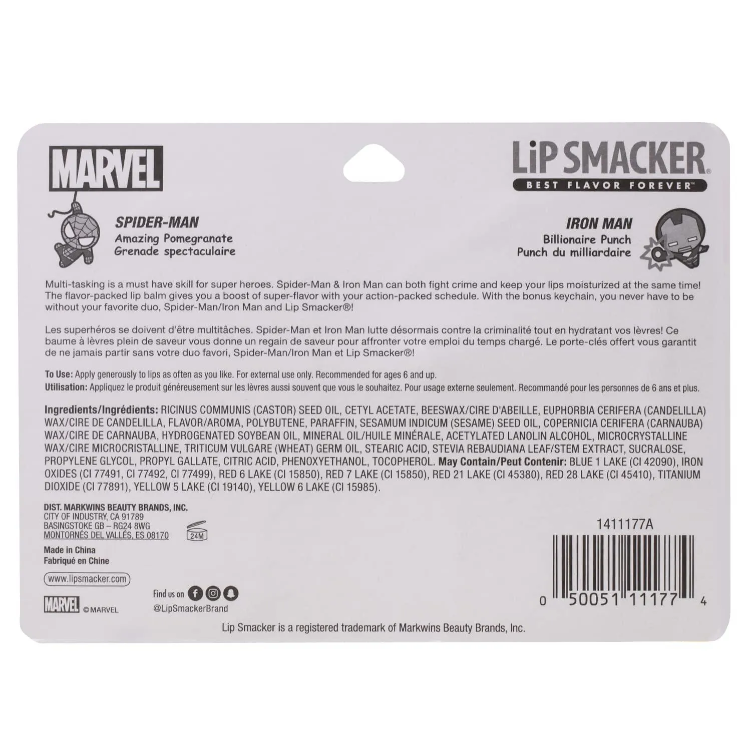 Lip Smacker Marvel Spiderman and Captain America Superhero Flavored Lip Balm Keychains 2 Pack