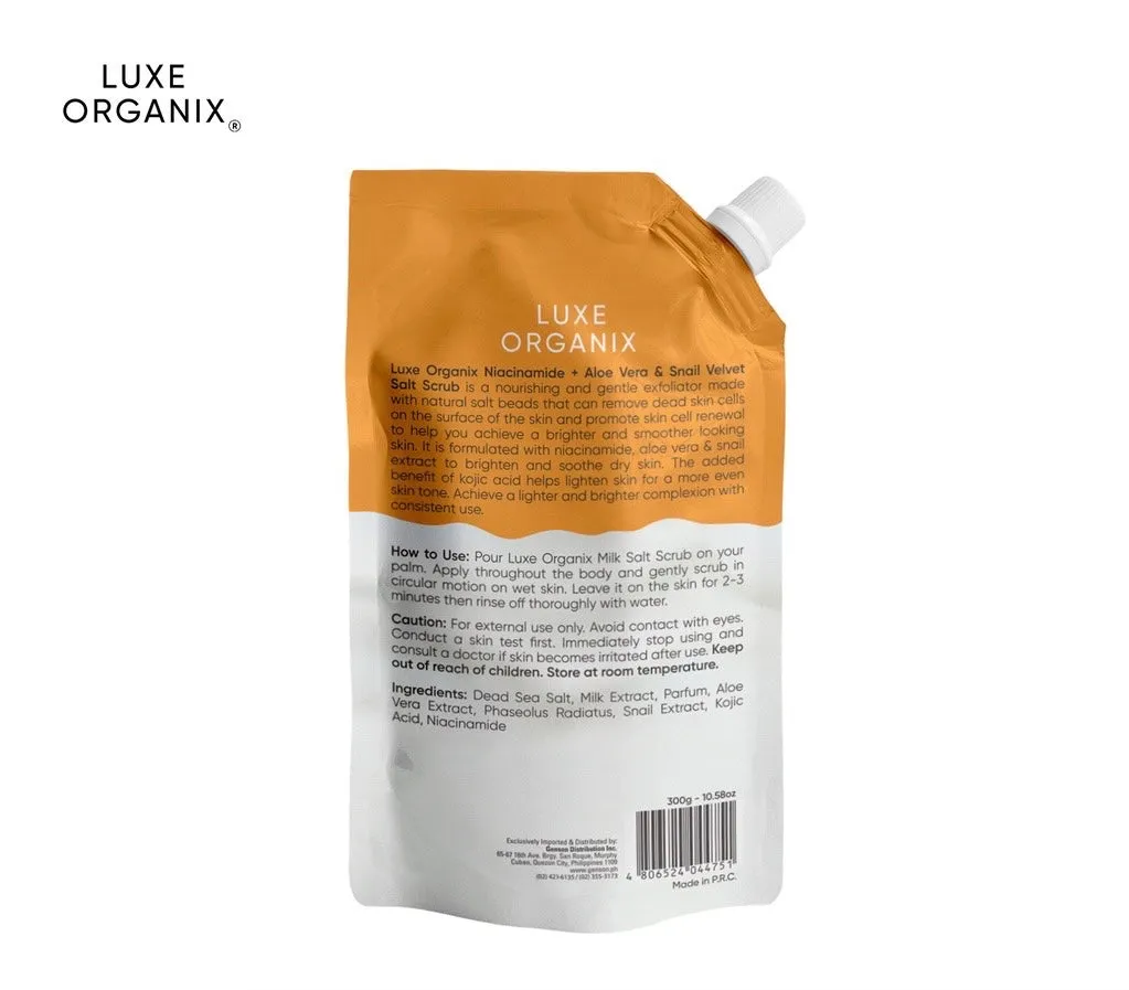 Luxe Organix Niacinamide   Aloe Vera & Snail Velvet Salt Scrub (300gms)