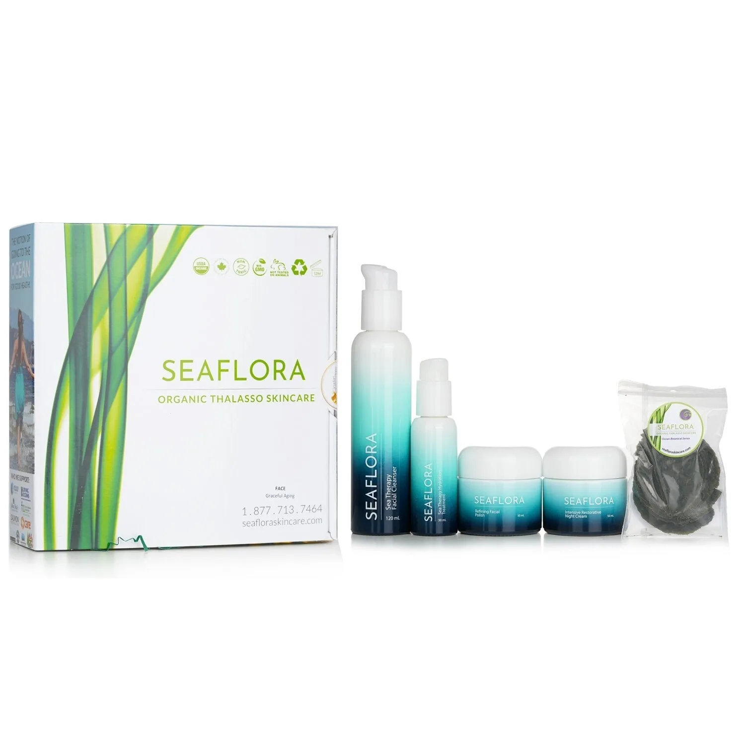 SEAFLORA - Graceful Anti-Aging Set: Cleanser 120ml   Polish 50ml   Treatment 30ml   Night Cream 50ml   Eye Mask 10pcs RGBAA01 /784435 5pcs